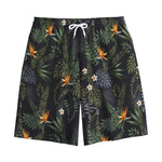 Night Tropical Hawaii Pattern Print Cotton Shorts