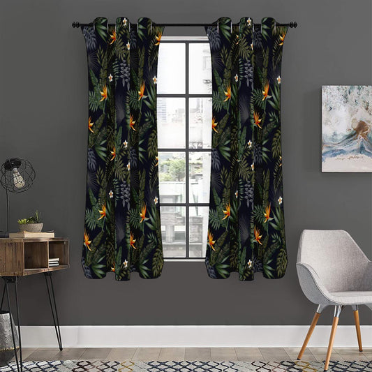 Night Tropical Hawaii Pattern Print Curtain