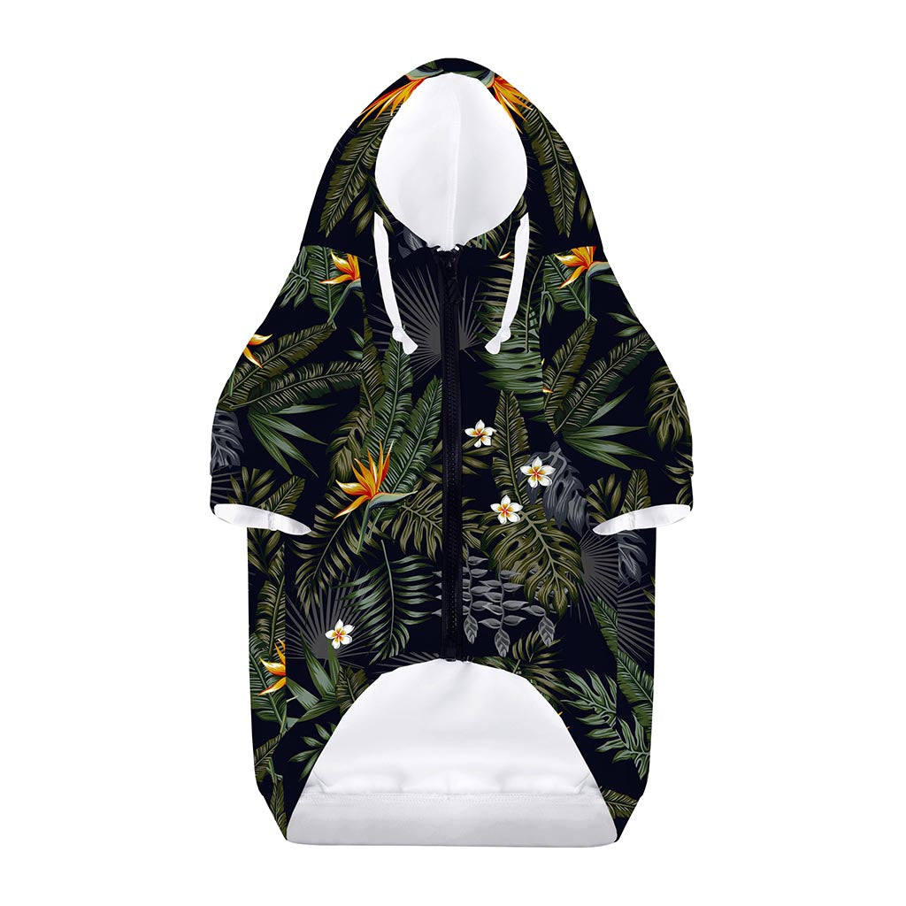 Night Tropical Hawaii Pattern Print Dog Zip Up Hoodie