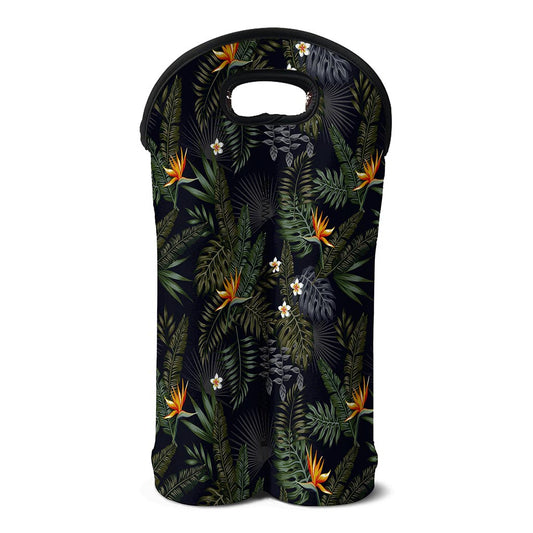 Night Tropical Hawaii Pattern Print Double Neoprene Wine Tote