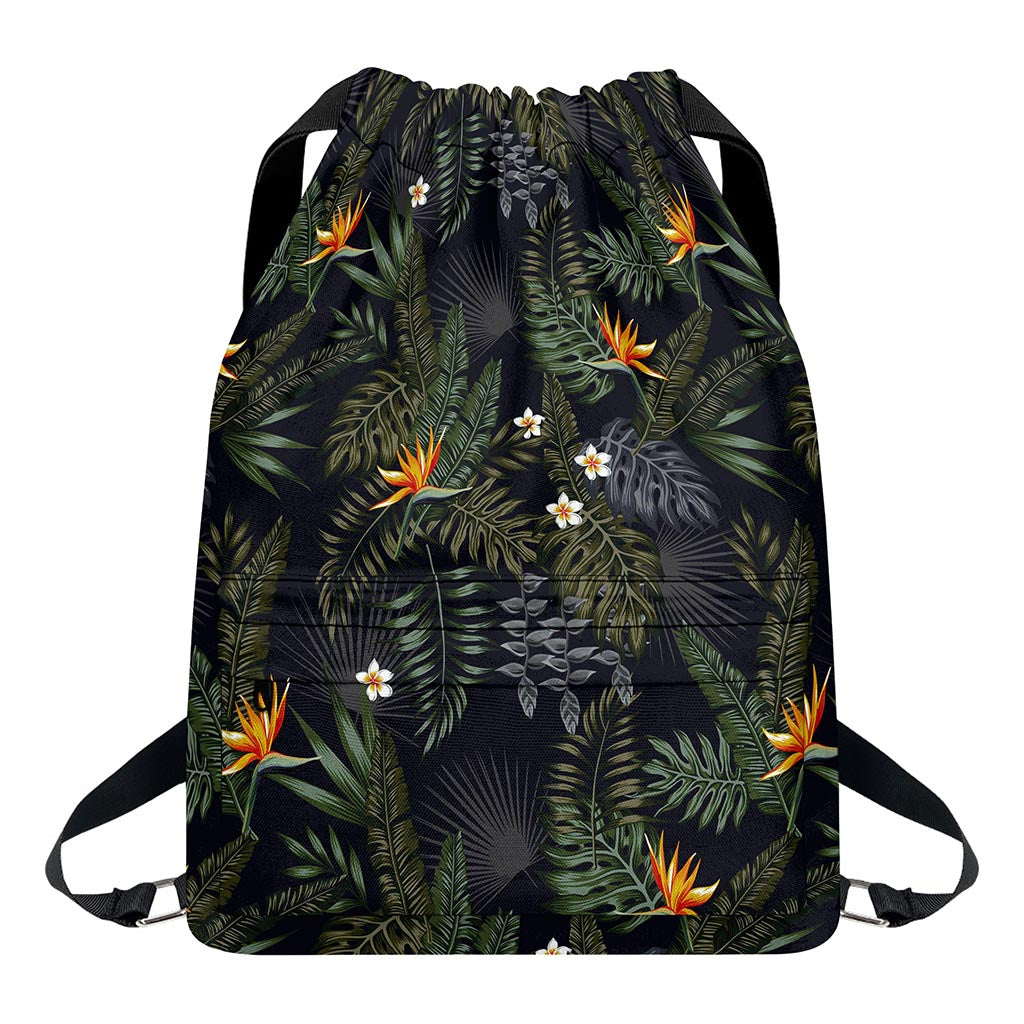 Night Tropical Hawaii Pattern Print Drawstring Backpack