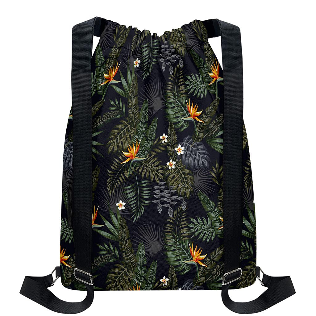 Night Tropical Hawaii Pattern Print Drawstring Backpack