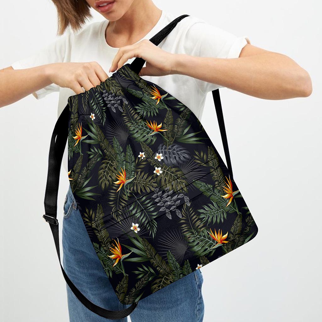 Night Tropical Hawaii Pattern Print Drawstring Backpack