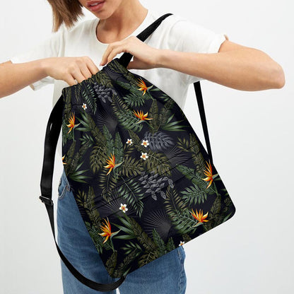 Night Tropical Hawaii Pattern Print Drawstring Backpack
