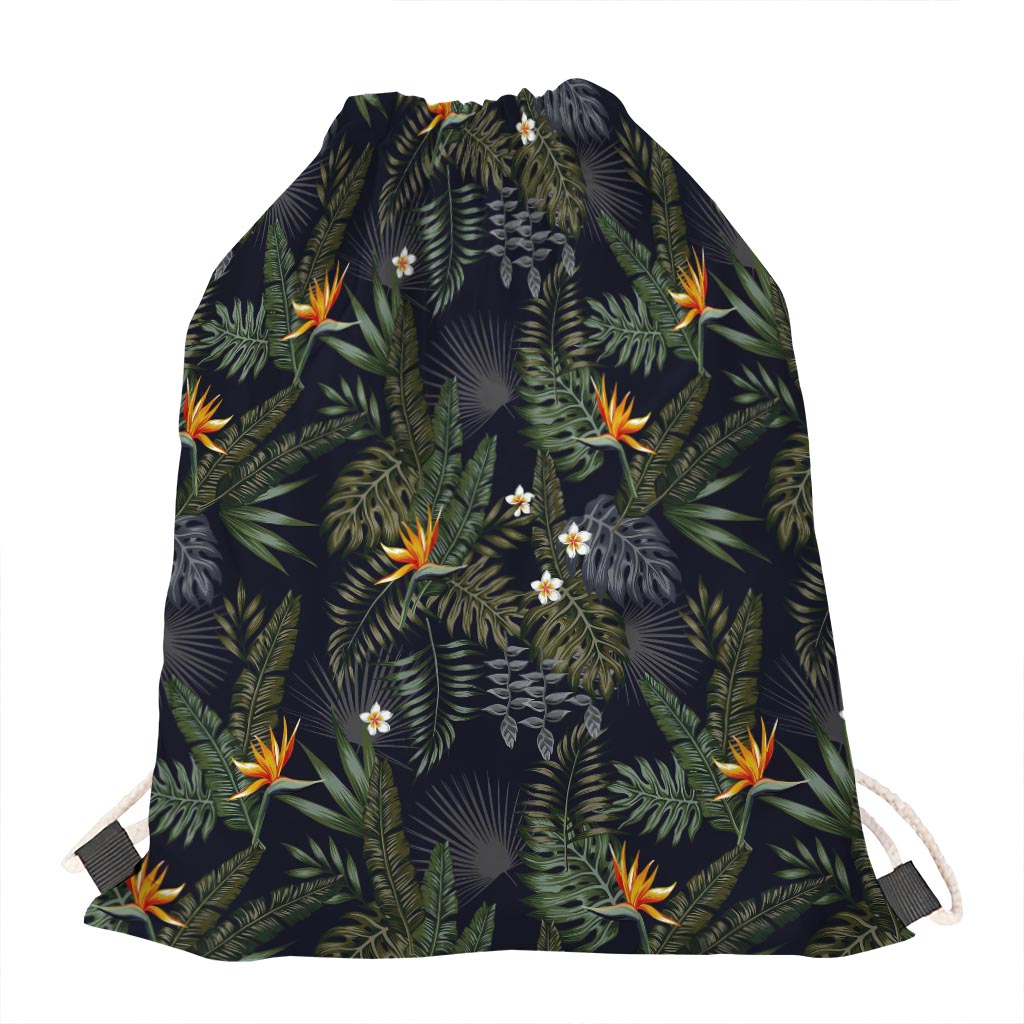 Night Tropical Hawaii Pattern Print Drawstring Bag