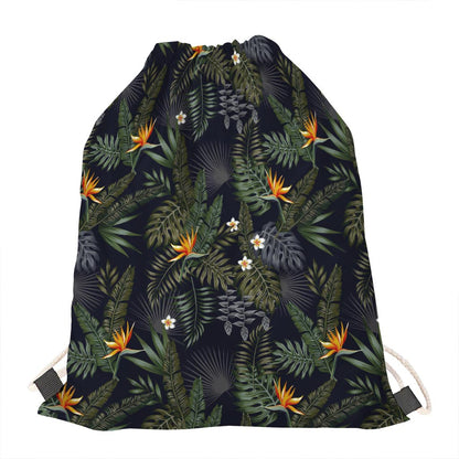 Night Tropical Hawaii Pattern Print Drawstring Bag