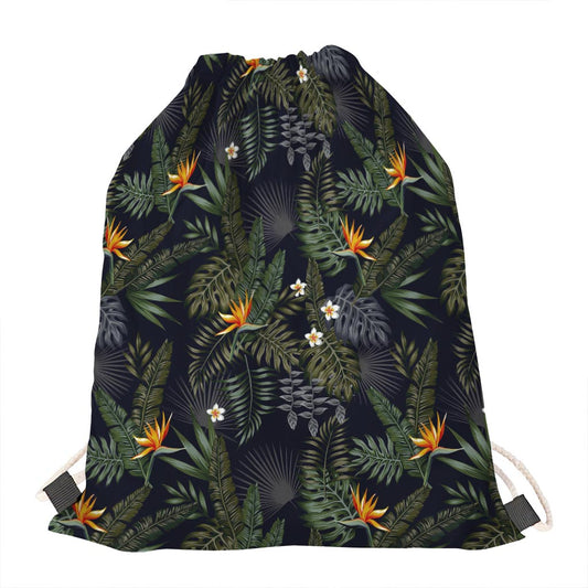 Night Tropical Hawaii Pattern Print Drawstring Bag