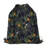 Night Tropical Hawaii Pattern Print Drawstring Bag