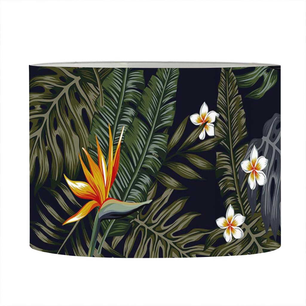 Night Tropical Hawaii Pattern Print Drum Lamp Shade