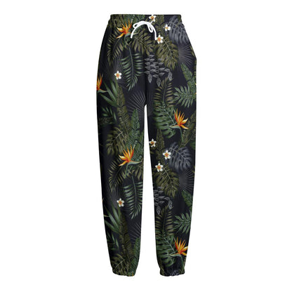 Night Tropical Hawaii Pattern Print Fleece Lined Knit Pants