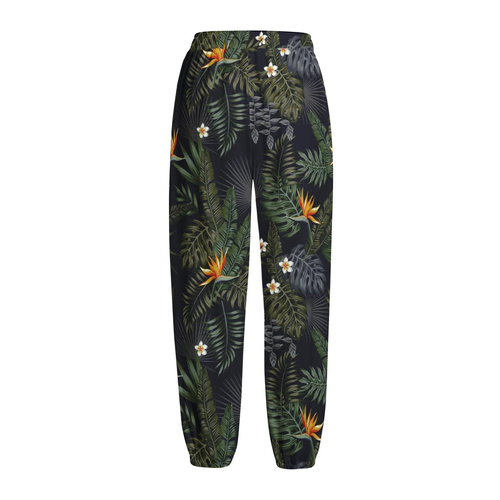 Night Tropical Hawaii Pattern Print Fleece Lined Knit Pants