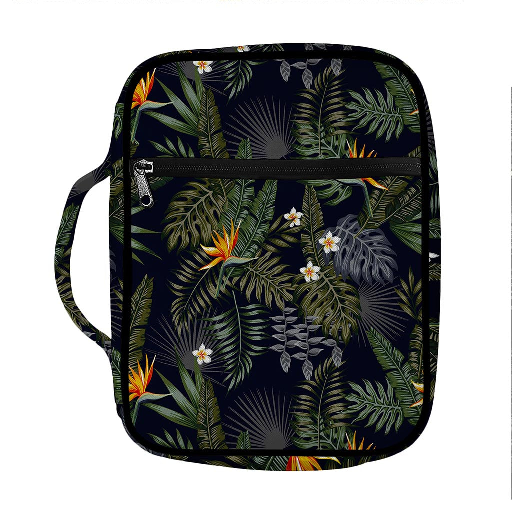 Night Tropical Hawaii Pattern Print Front Pocket Bible Bag
