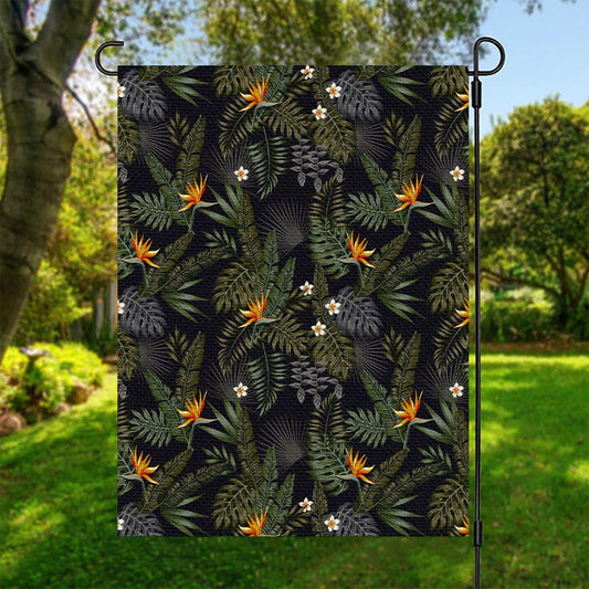 Night Tropical Hawaii Pattern Print Garden Flag