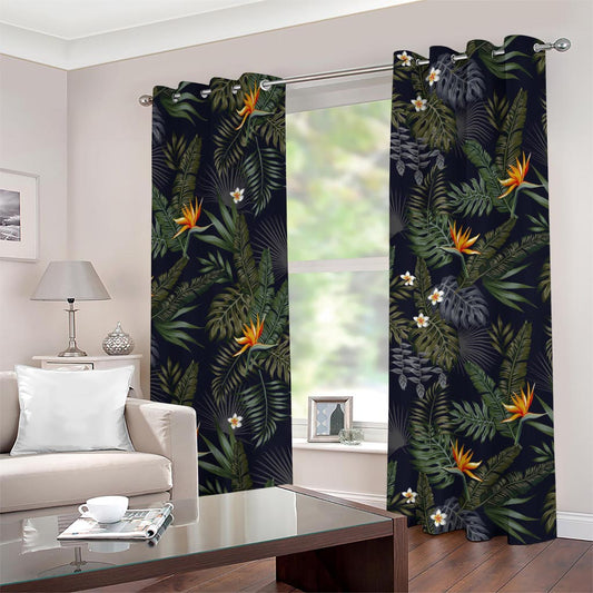 Night Tropical Hawaii Pattern Print Grommet Curtains