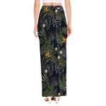 Night Tropical Hawaii Pattern Print High Slit Maxi Skirt
