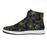 Night Tropical Hawaii Pattern Print High Top Leather Sneakers