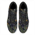 Night Tropical Hawaii Pattern Print High Top Leather Sneakers