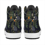 Night Tropical Hawaii Pattern Print High Top Leather Sneakers