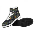 Night Tropical Hawaii Pattern Print High Top Leather Sneakers