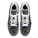 Night Tropical Hawaii Pattern Print High Top Leather Sneakers