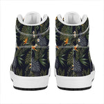 Night Tropical Hawaii Pattern Print High Top Leather Sneakers