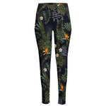 Night Tropical Hawaii Pattern Print High-Waisted Pocket Leggings