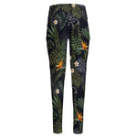 Night Tropical Hawaii Pattern Print High-Waisted Pocket Leggings