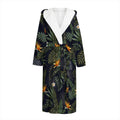 Night Tropical Hawaii Pattern Print Hooded Bathrobe