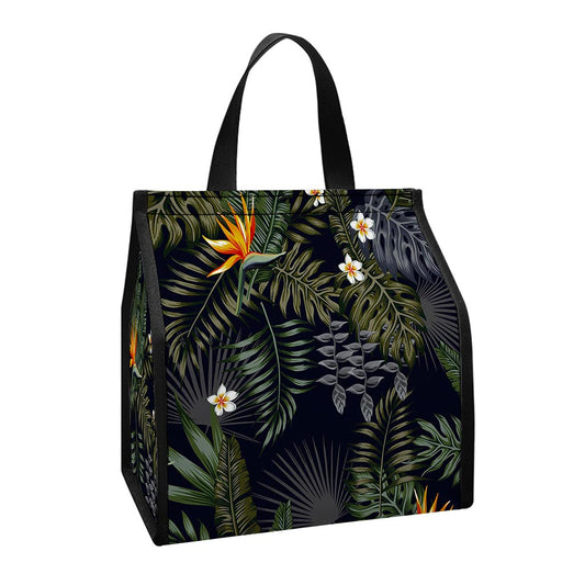 Night Tropical Hawaii Pattern Print Insulated Lunch Tote