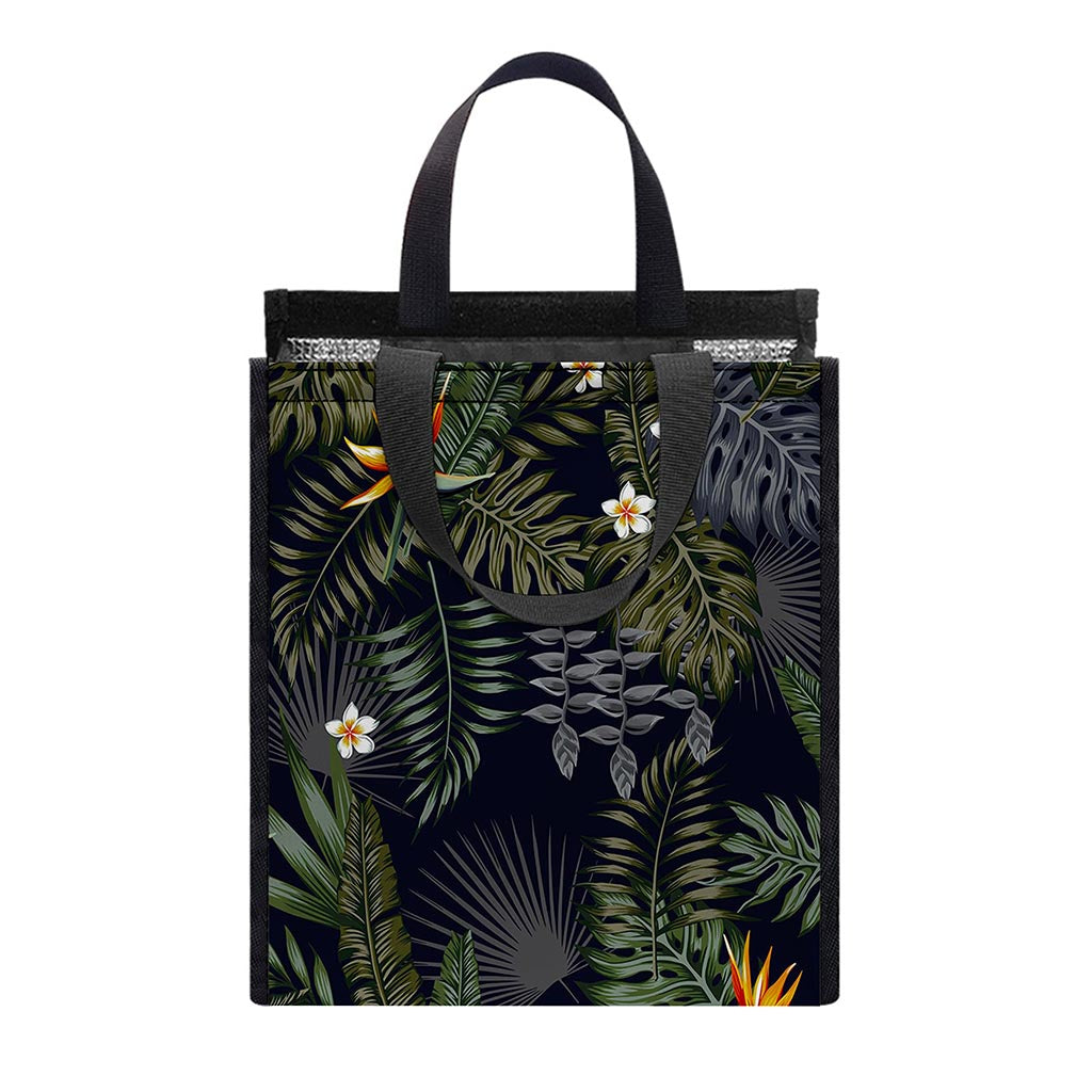 Night Tropical Hawaii Pattern Print Insulated Lunch Tote