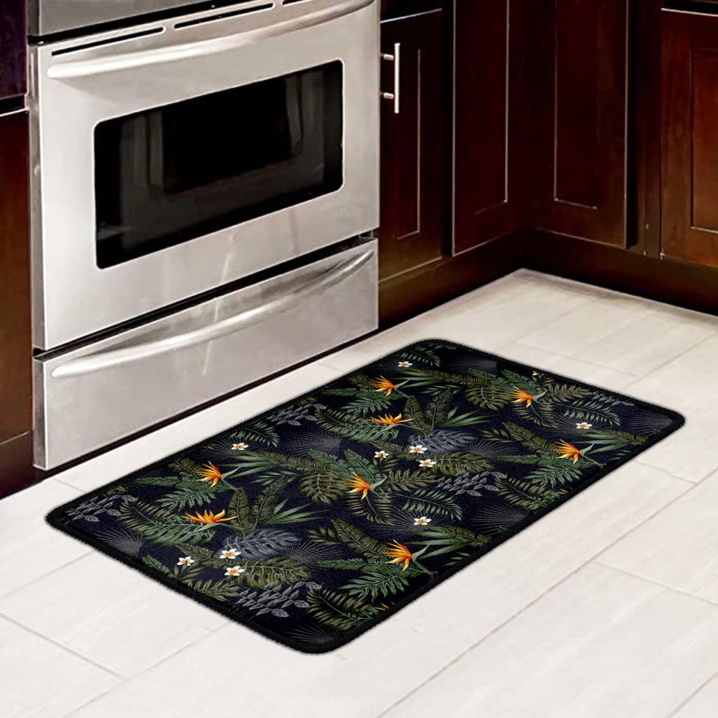 Night Tropical Hawaii Pattern Print Kitchen Mat
