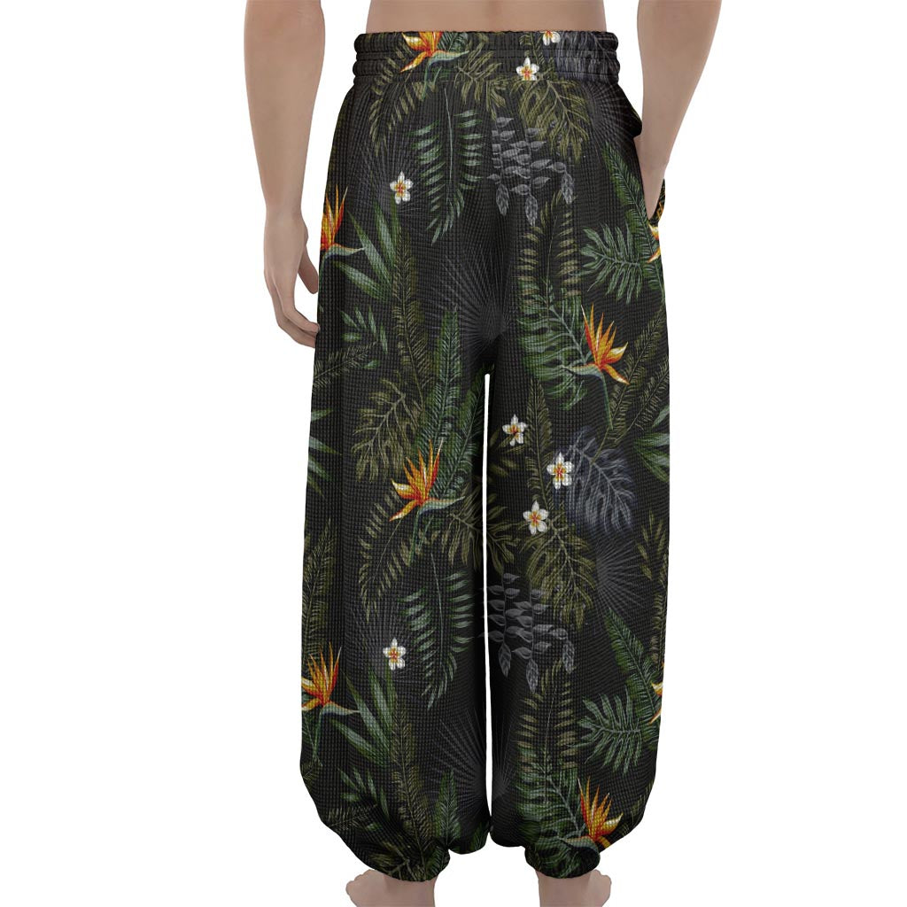 Night Tropical Hawaii Pattern Print Lantern Pants