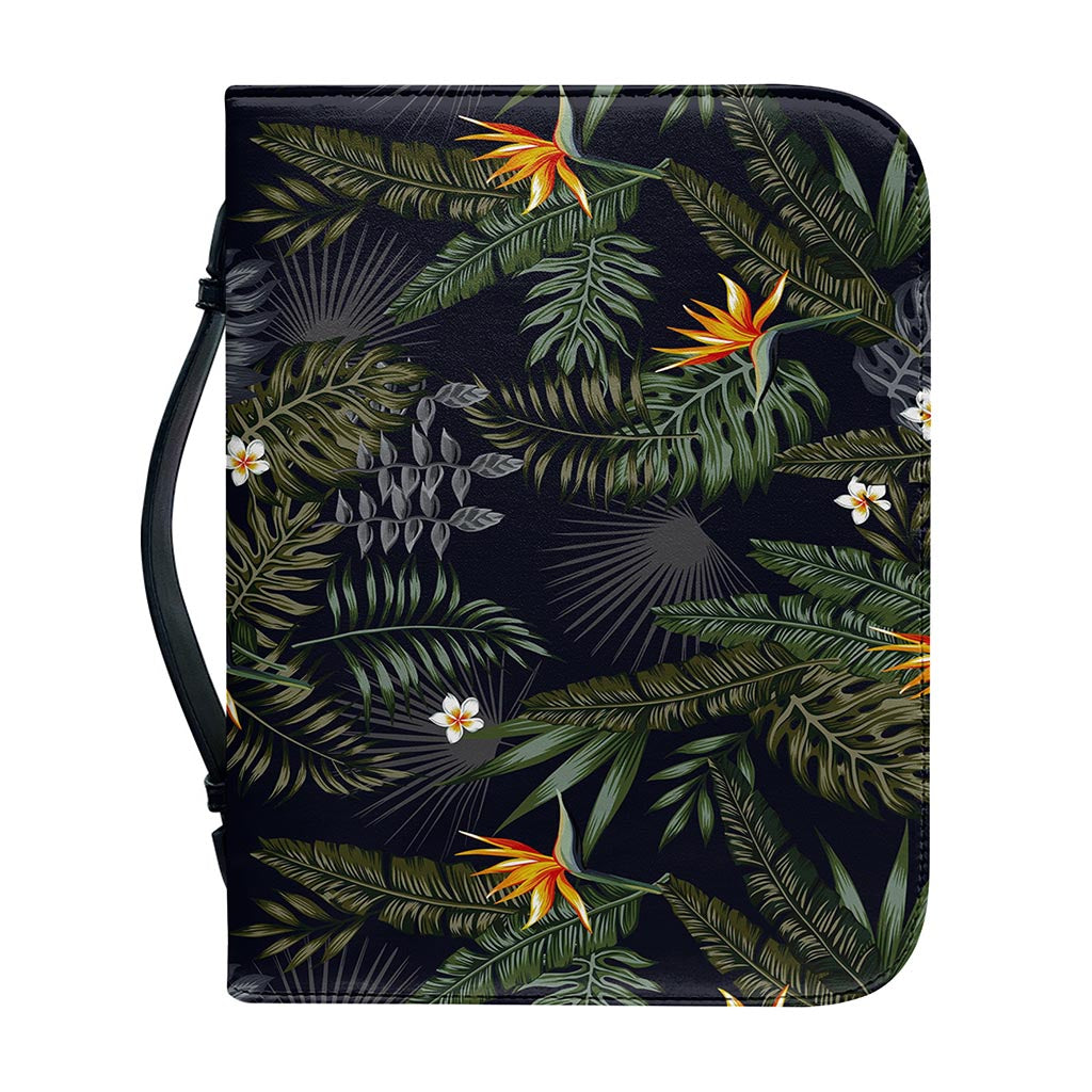 Night Tropical Hawaii Pattern Print Leather Bible Cover