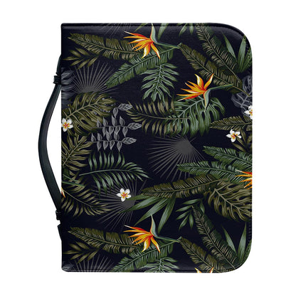 Night Tropical Hawaii Pattern Print Leather Bible Cover