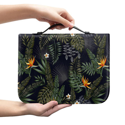 Night Tropical Hawaii Pattern Print Leather Bible Cover