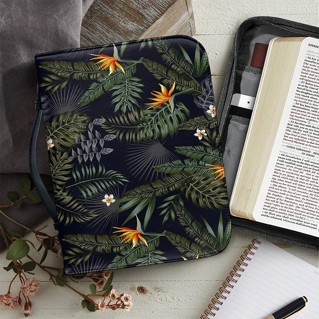 Night Tropical Hawaii Pattern Print Leather Bible Cover