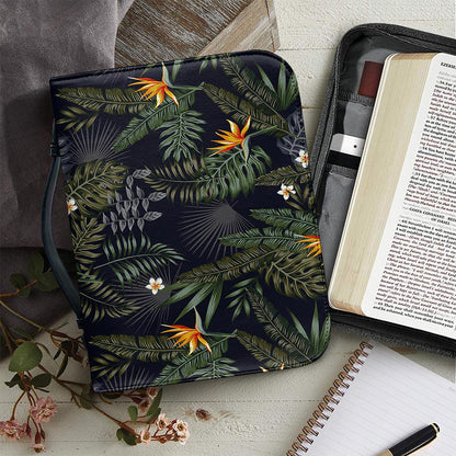 Night Tropical Hawaii Pattern Print Leather Bible Cover