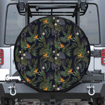 Night Tropical Hawaii Pattern Print Leather Spare Tire Cover