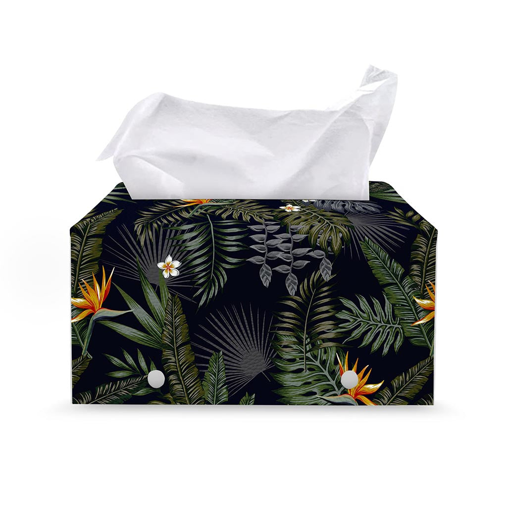 Night Tropical Hawaii Pattern Print Leather Tissue Box Cover