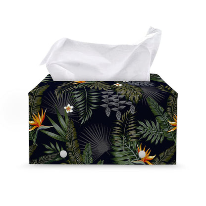 Night Tropical Hawaii Pattern Print Leather Tissue Box Cover