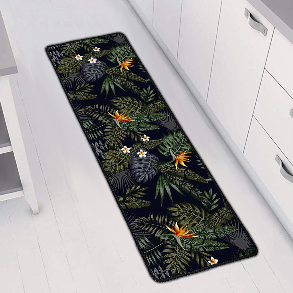 Night Tropical Hawaii Pattern Print Long Kitchen Mat