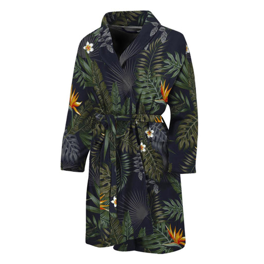 Night Tropical Hawaii Pattern Print Men's Bathrobe