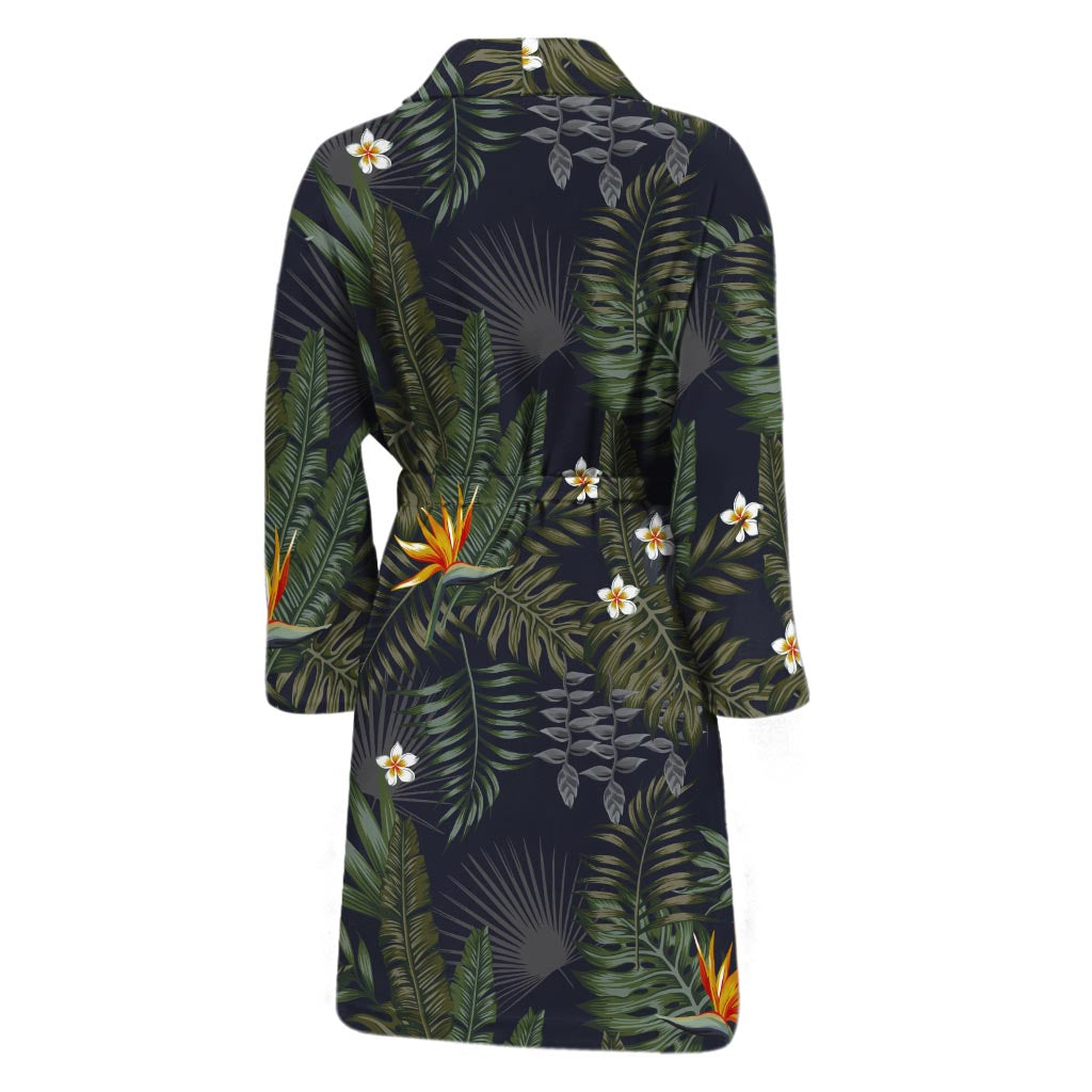 Night Tropical Hawaii Pattern Print Men's Bathrobe