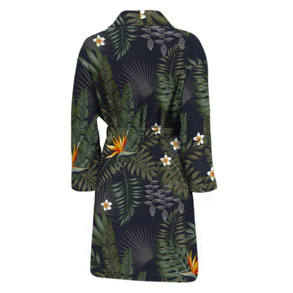 Night Tropical Hawaii Pattern Print Men's Bathrobe