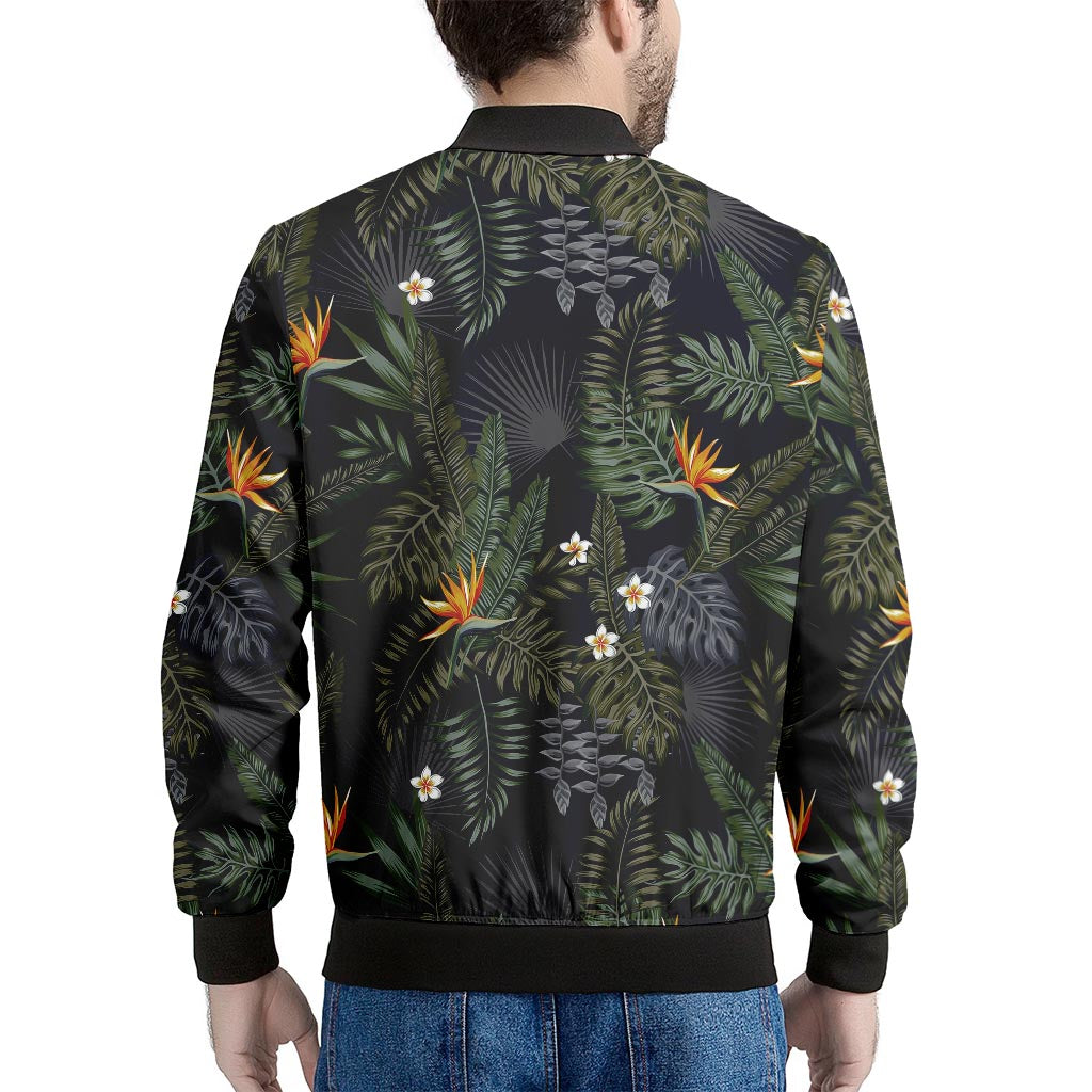 Night Tropical Hawaii Pattern Print Men's Bomber Jacket