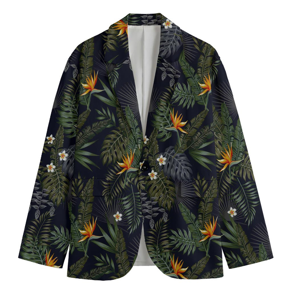 Night Tropical Hawaii Pattern Print Men's Cotton Blazer