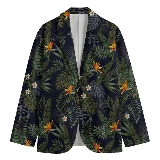 Night Tropical Hawaii Pattern Print Men's Cotton Blazer