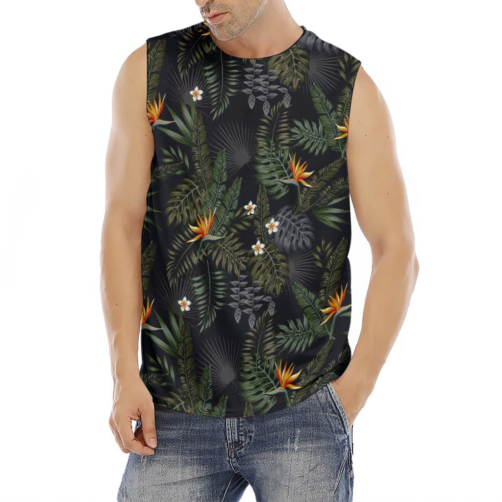 Night Tropical Hawaii Pattern Print Men's Fitness Tank Top