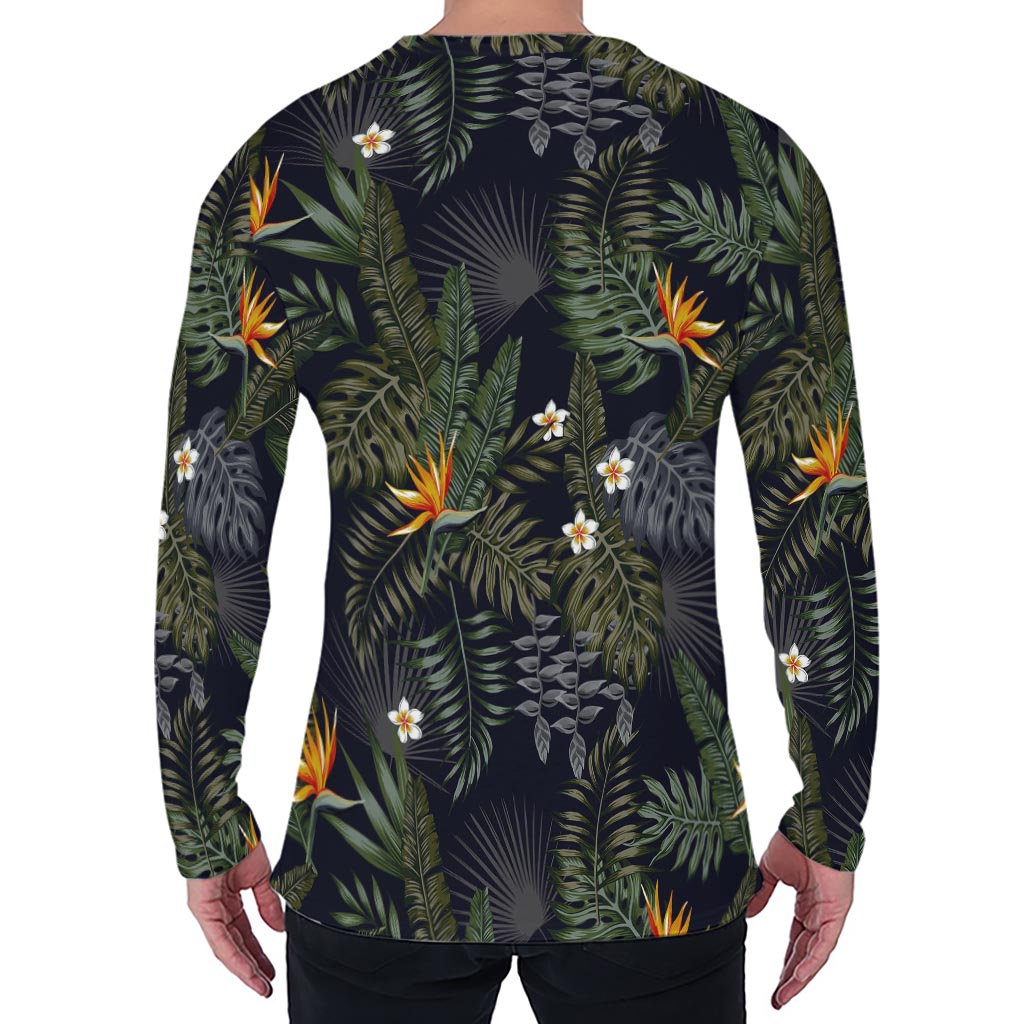 Night Tropical Hawaii Pattern Print Men's Long Sleeve T-Shirt
