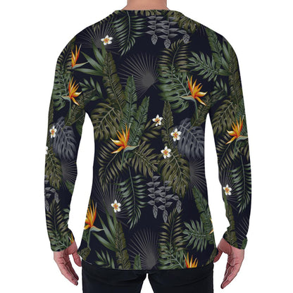Night Tropical Hawaii Pattern Print Men's Long Sleeve T-Shirt